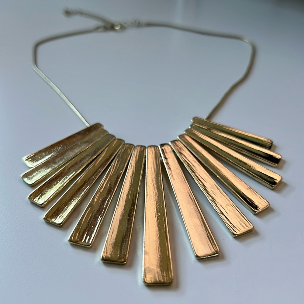 Gold Tone Sunburst Style Statement Necklace